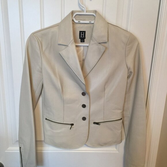 TOMMY HILFIGER WHITE LEATHER BLAZER - Picture 1 of 4
